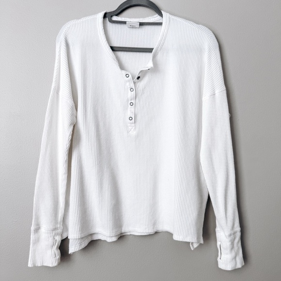 Aerie Offline White Waffle-knit Henley Shirt Size Small - Picture 2 of 7